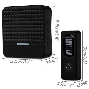 D009 Solar Smart Black Wireless Doorbell